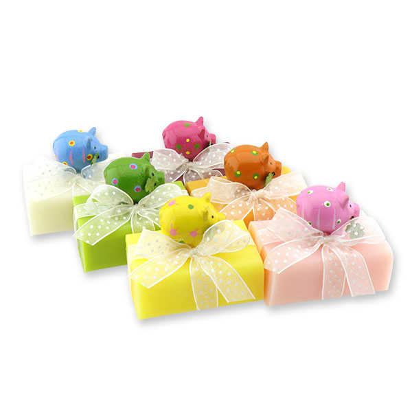 Sheep milk soap 100g decorated with a lucky pig, sorted 