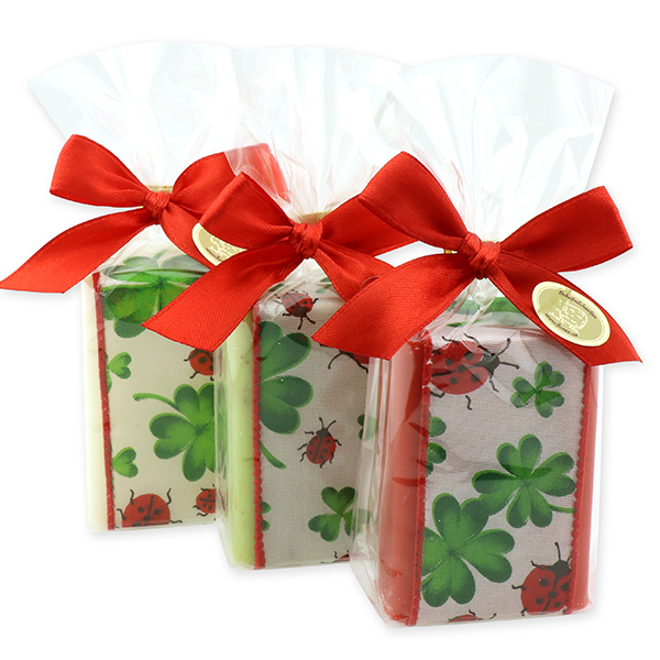 Sheep milk soap 100g decorated with a ribbon in a cellophane, sorted 
