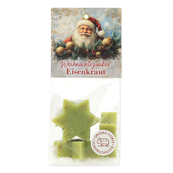 Schafmilchseife Stern midi 4x20g in Cello "Weihnachtszauber-Motiv 10", Eisenkraut 