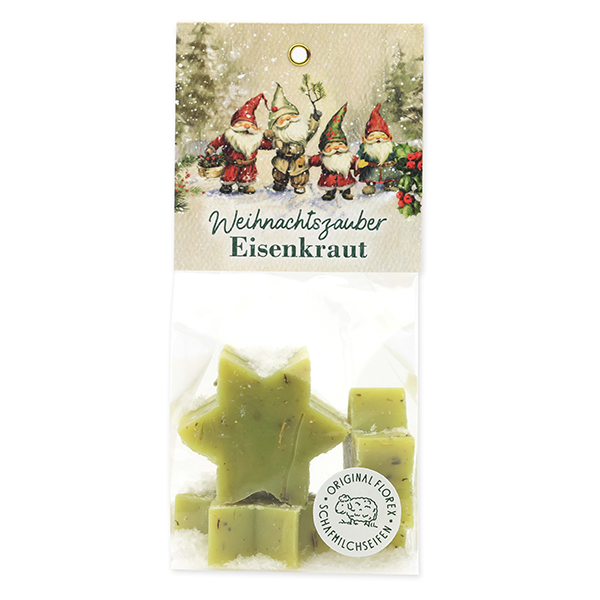 Sheep milk soap star 4x20g in a cellophane bag "Christmas magic motif 12", Verbena 