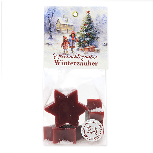 Sheep milk soap star 4x20g in a cellophane bag "Christmas magic motif 13", Winter Magic 