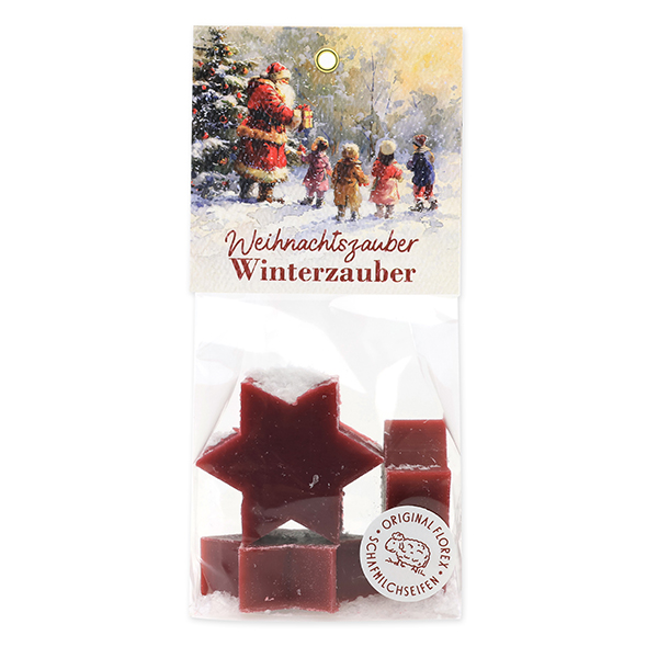 Sheep milk soap star 4x20g in a cellophane bag "Christmas magic motif 15", Winter Magic 