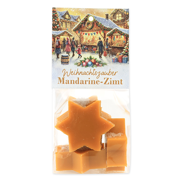 Sheep milk soap star 4x20g in a cellophane bag "Christmas magic motif 16", Tangerine-cinnamon 