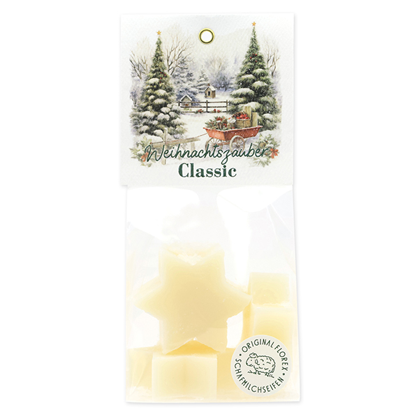 Sheep milk soap star 4x20g in a cellophane bag "Christmas magic motif 19", Classic 