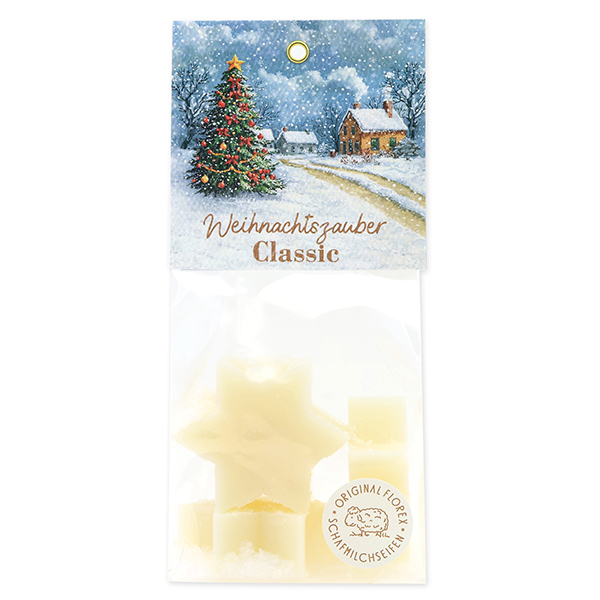 Sheep milk soap star 4x20g in a cellophane bag "Christmas magic motif 21", Classic 