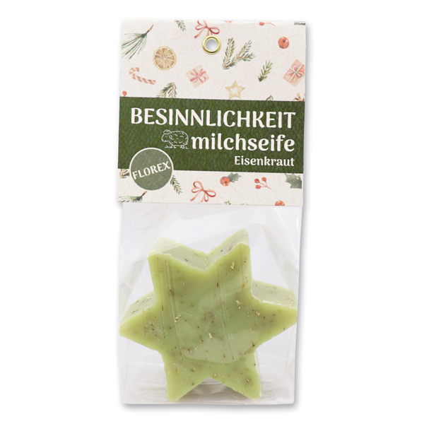 Sheep milk soap star 80g in a cellophane bag "Besinnlichkeit", Verbena 