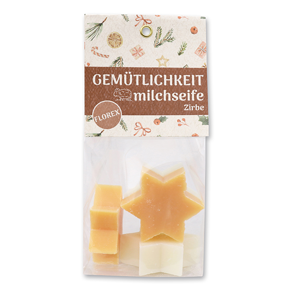 Schafmilchseife Stern midi 4x20g in Cello "Gemütlichkeit", Classic/Zirbe 