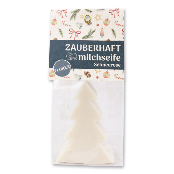 Schafmilchseife Tannenbaum 75g in Cello "Zauberhaft", Schneerose 