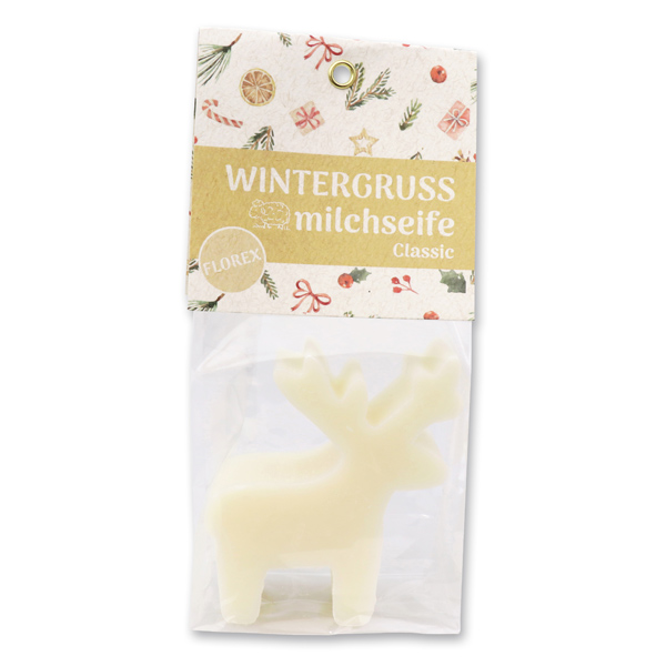Schafmilchseife Hirsch 70g in Cello "Wintergruß", Classic 