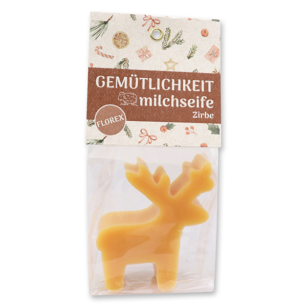 Schafmilchseife Hirsch 70g in Cello "Gemütlichkeit", Zirbe 