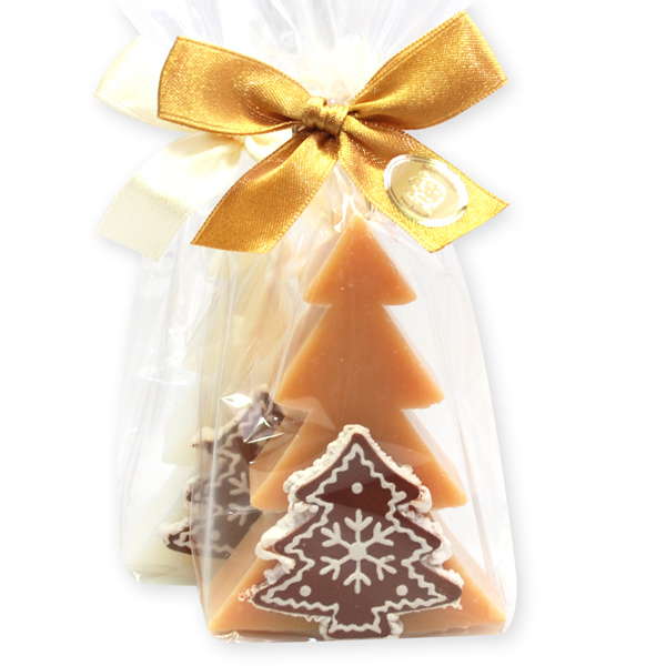 Schafmilchseife Tannenbaum 75g dekoriert mit Lebkuchen in Cello, Classic/Quitte 