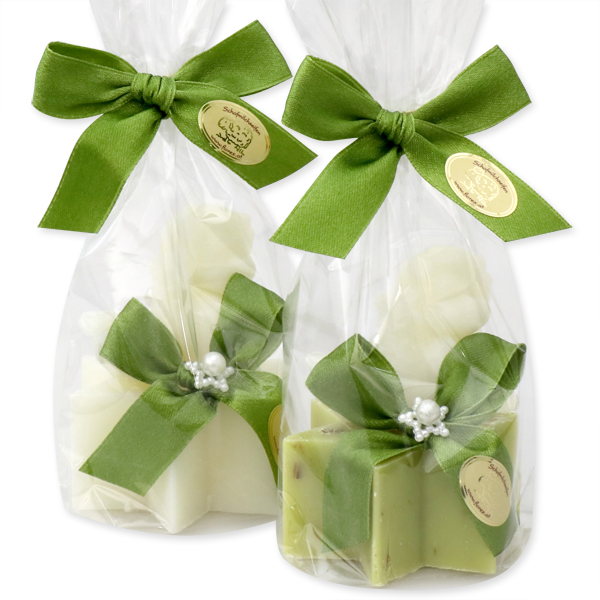 Sheep milk soap star 40g decorated with a soap angel 20g in a cellophane, Classic/verbena 