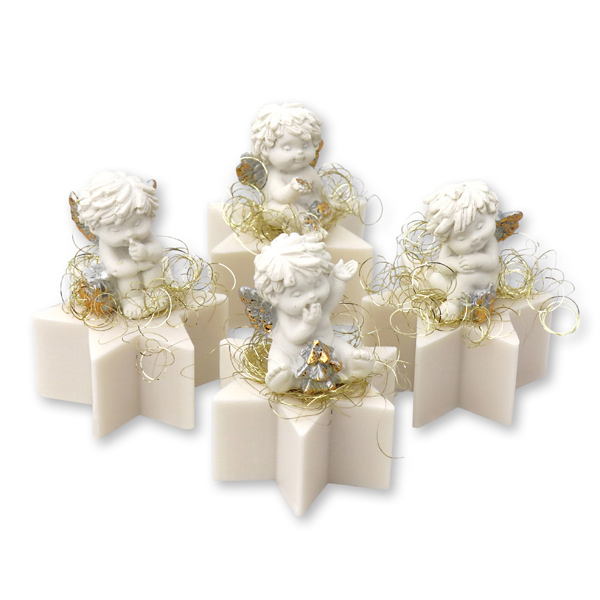 Sheep milk soap star 40g decorated with an angel-Igor, Christmas rose 