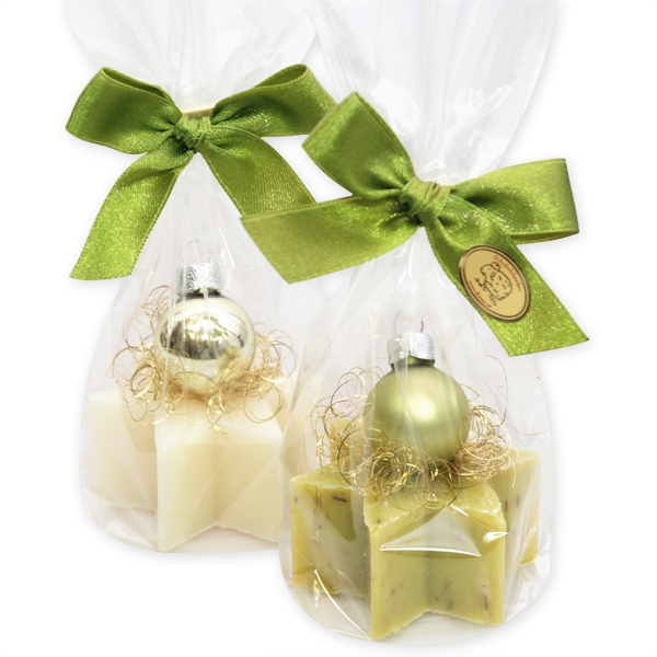 Sheep milk soap star 40g decorated with a christmas ball, Classic/verbena 