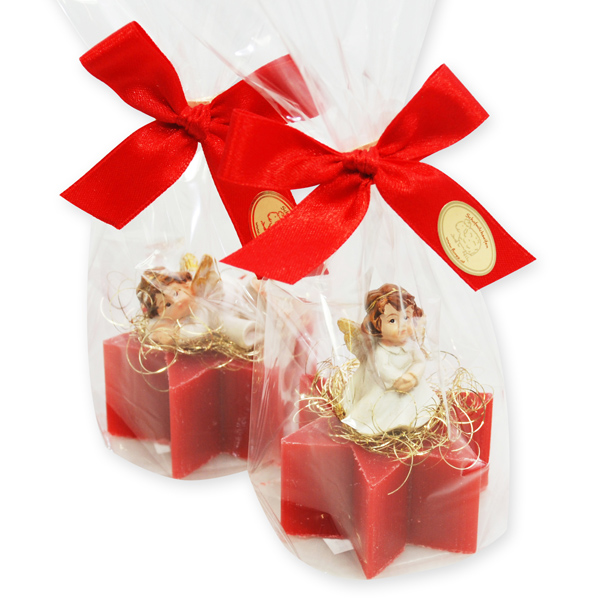 Sheep milk star soap 40g decorated with an angel in a cellophane, Pomegranate 