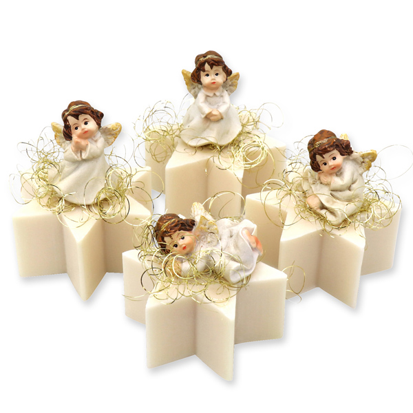 Sheep milk star soap 40g decorated with an angel, Christmas rose 