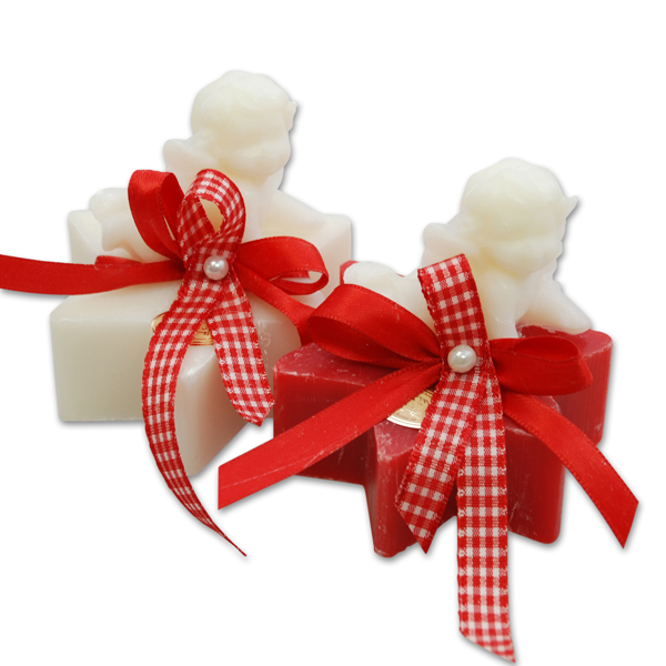 Sheep milk soap star 80g decorated with a soap angel 20g, Classic/pomegranate 
