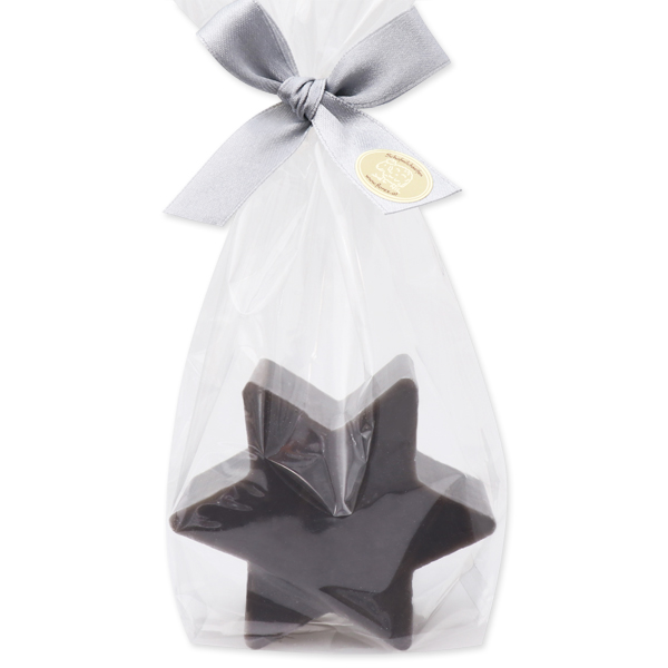 Sheep milk soap star 80g, in a cellophane, Christmas rose silver 
