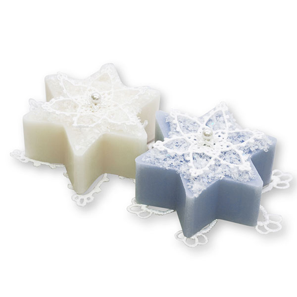 Sheep milk soap star 80g decorated with a star, Classic/ice flower 
