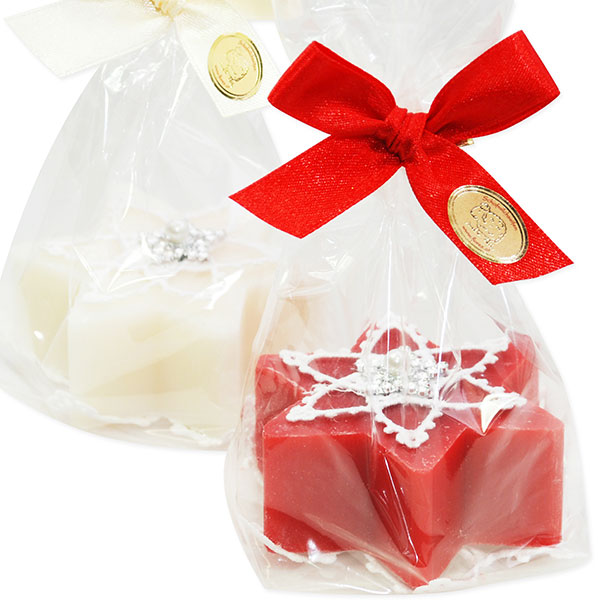 Sheep milk soap star 80g decorated with a stars in a cellophane, Classic/pomegranate 