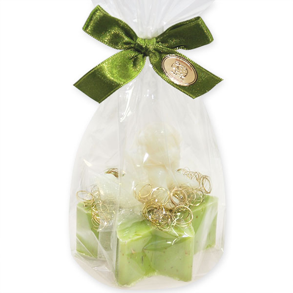 Sheep milk soap star 80g decorated with an angel 20g in a cellophane, Verbena 