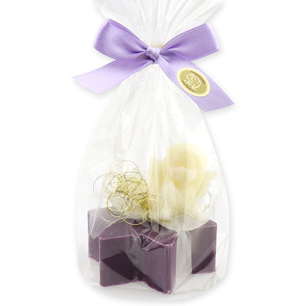Sheep milk soap star 80g decorated with an angel 20g in a cellophane, Elderberry 