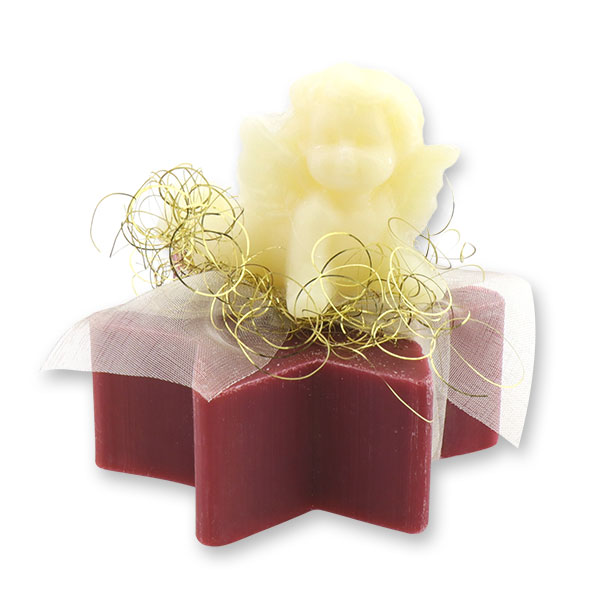 Sheep milk soap star 80g decorated with an angel 20g, Winter magic 