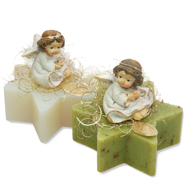 Sheep milk star soap 80g decorated with an angel, Classic/verbena 