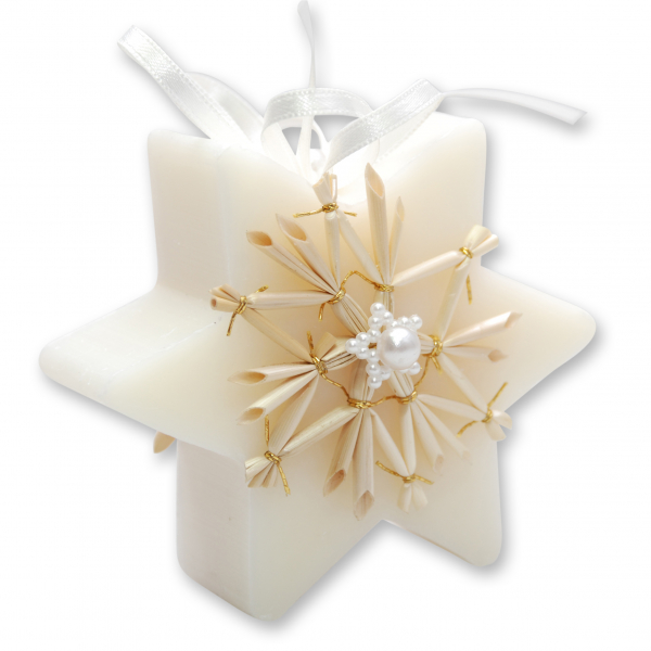 Sheep milk soap star 80g hanging, decorated with a straw star, Classic 