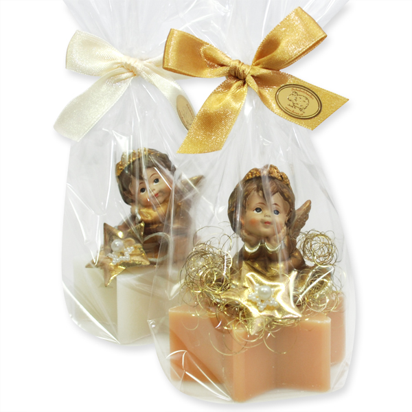 Sheep milk star soap 80g decorated with an angel in a cellophane, Classic/swiss pine 