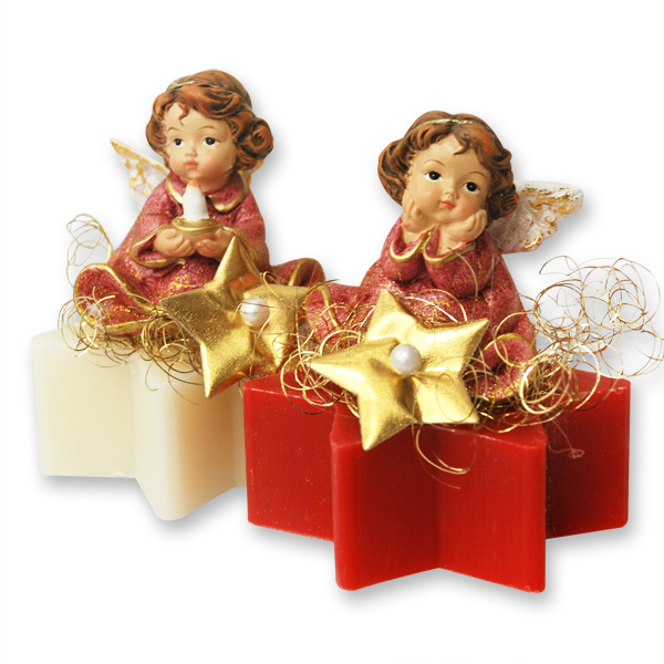 Sheep milk star soap 80g decorated with an angel, Classic/pomegranate 