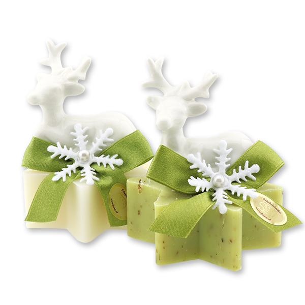 Sheep milk star soap 80g decorated with a deer, Classic/verbena 