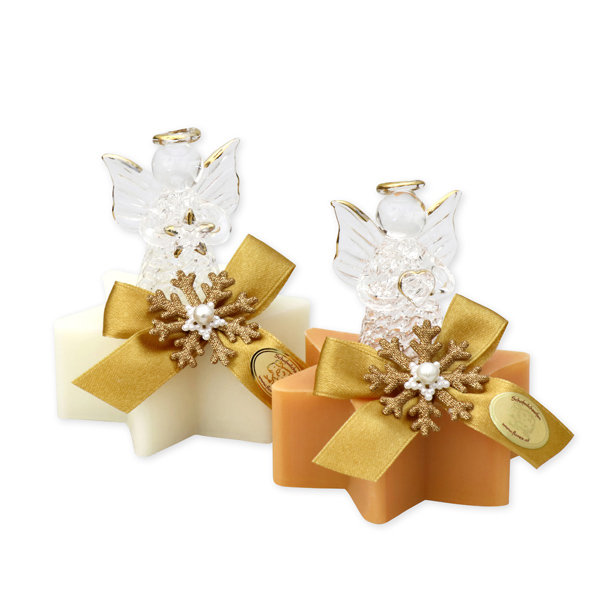 Sheep milk soap star 80g decorated with an angel, Classic/swiss pine 