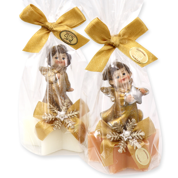Sheep milk star soap 80g decorated with an angel in a cellophane, Classic/swiss pine 