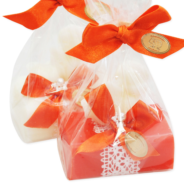 Sheep milk soap 100g, decorated with lying soap angel 20g in a cellophane, Classic/blood orange 