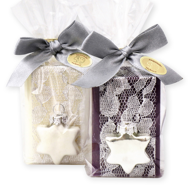 Sheep milk soap 100g, decorated with a star in a cellophane, Classic/elderberry 