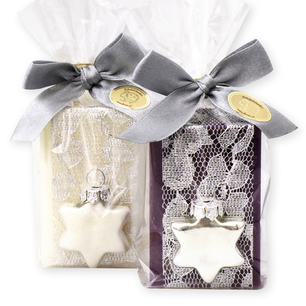 Sheep milk soap 100g decorated with a star in a cellophane, Classic/elderberry 