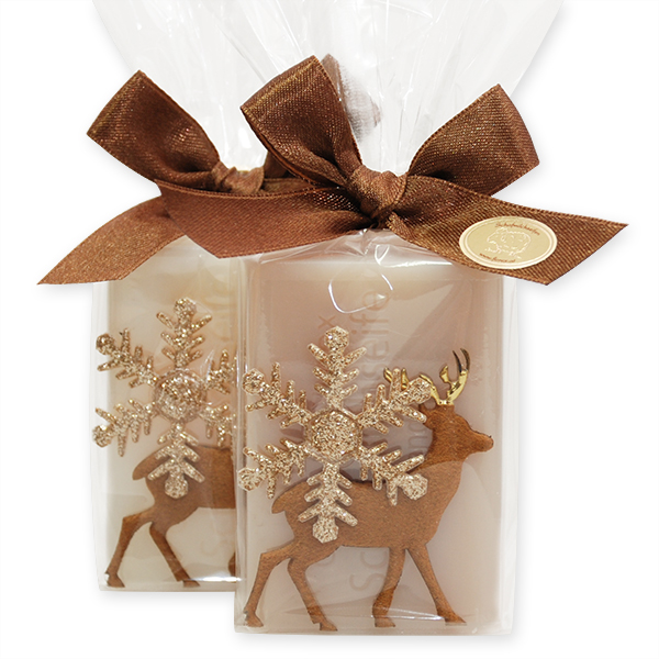 Sheep milk soap 100g decorated with a deer in a cellophane, Classic/almond oil 
