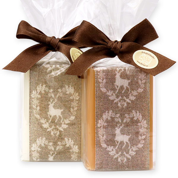 Sheep milk soap 100g decorated with a deer ribbon in a cellophane, Classic/quince 