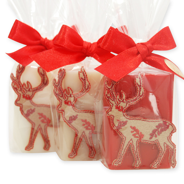 Sheep milk soap 100g decorated with a deer in a cellophane, sorted 