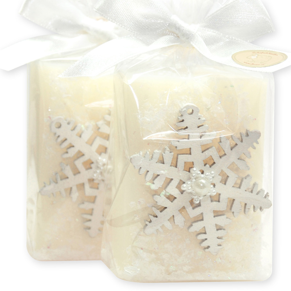 Sheep milk soap 100g, decorated with a snowflake in a cellophane, Classic 