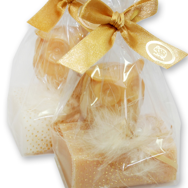 Sheep milk soap 100g decorated with soap owl 50g in a cellophane, Classic/quince 