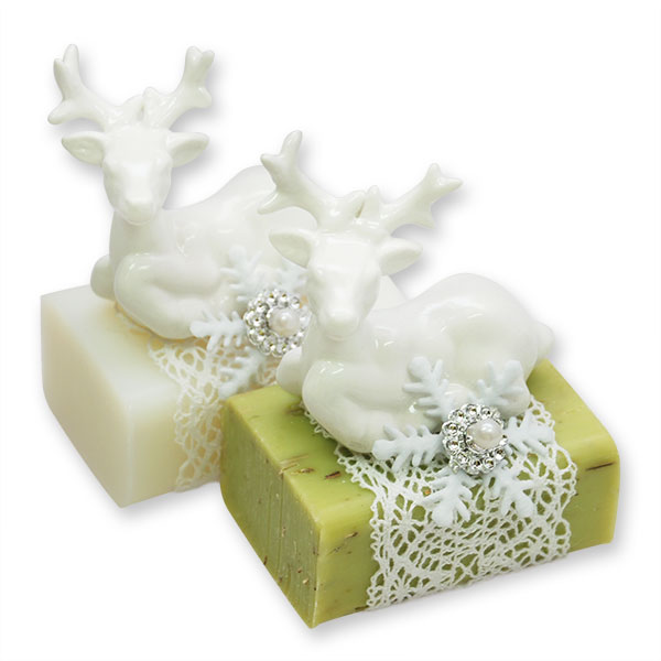 Sheep milk soap 100g decorated with a deer, Classic/verbena 