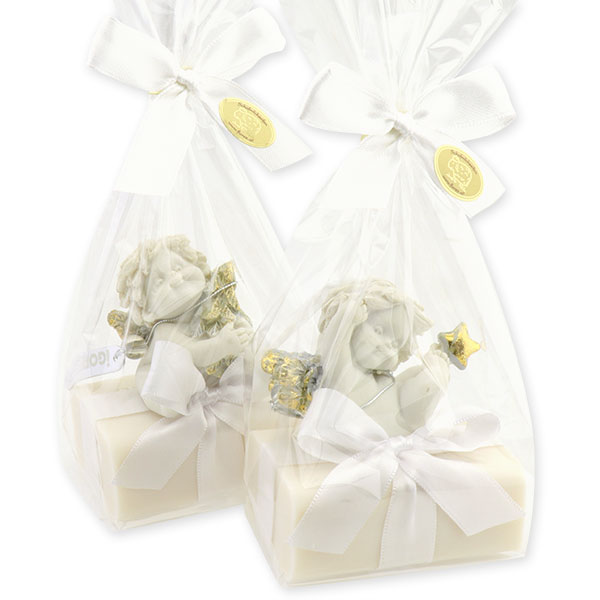 Sheep milk soap 100g decorated with an angel-Igor in a cellophane, Christmas rose 