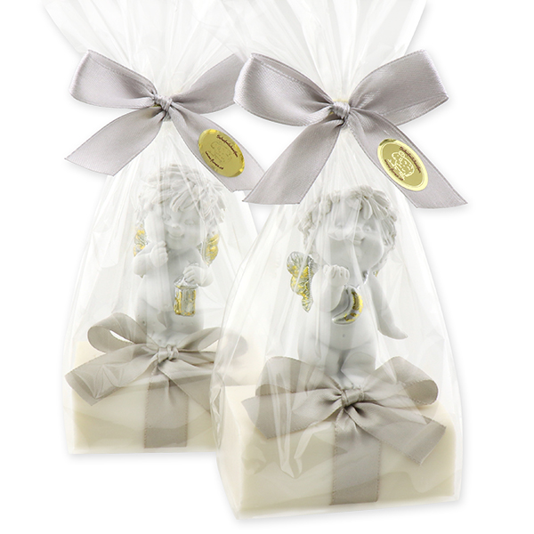 Sheep milk soap 100g decorated with an angel-Igor in a cellophane, Christmas rose 