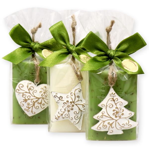 Sheep milk soap 100g, decorated with christmas decorations in a cellophane, Classic/verbena 