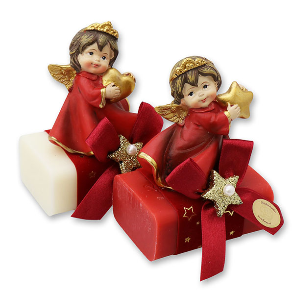 Sheep milk soap 100g decorated with an angel, Classic/pomegranate 
