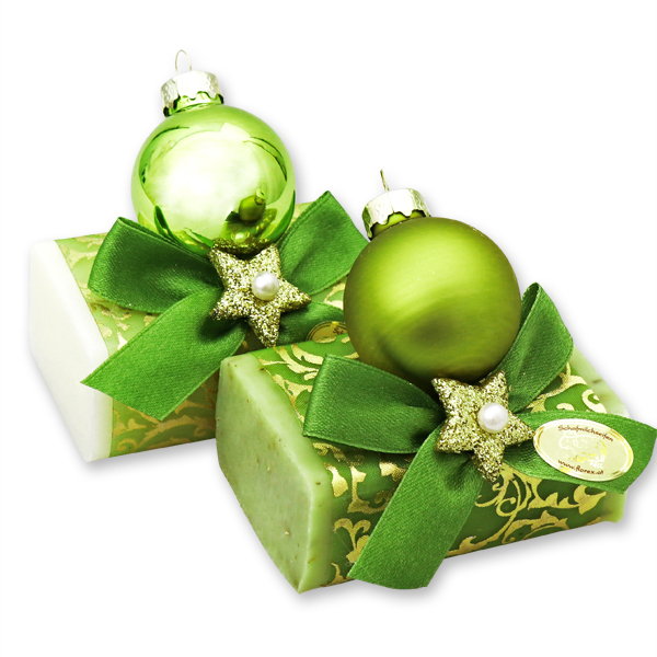 Sheep milk soap 100g decorated with a glass christmas ball, Classic/verbena 