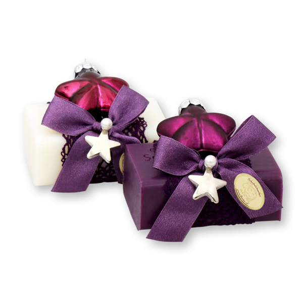 Sheep milk soap 100g, decorated with a glass christmas star, Classic/elderberry 