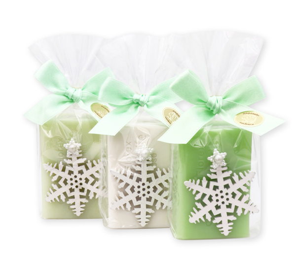 Sheep milk soap 100g decorated with a snowflake in a cellophane, sorted 